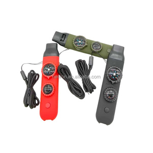 Silbato de supervivencia con brújula, silbato de supervivencia portátil iluminado con LED, equipo de seguridad para mujeres y hombres con termómetro y cordón - Product Image 1