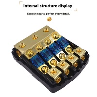 Kit de modification audio pour mini-voiture - Porte-fusible en cuivre pur, séparateur de fusibles 4 voies et bloc de distribution avec couvercle de sécurité