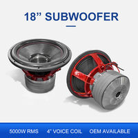 Fournisseur de haut-parleurs en Chine, caisson de basses de 18 pouces pour voiture, bobine vocale de 4 pouces, RMS 5000W, double 2 ohms, double 4 ohms, cadre en aluminium