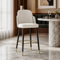 Chaises de comptoir et tabourets de bar en bois et velours, dossier haut, pour restaurant commercial moderne de luxe, pour salle à manger, cuisine extérieure