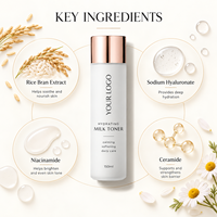 Tonique au lait de riz hydratant, adoucissant, éclatant, pour peaux ternes, sèches, rugueuses et sensibles, soin quotidien, Niacinamide, Céramide, flacon OEM, tonique pour peau de verre