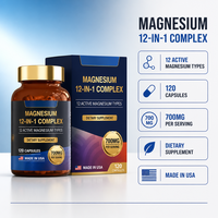 Capsules de magnésium en gros, complexe 12-en-1, supplément nutritionnel minéral pour adultes, marque privée, emballage personnalisé, stock disponible