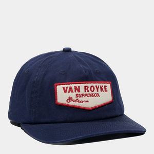 Casquette Snapback non structurée à 5 panneaux avec logo personnalisé OEM, visière légèrement incurvée, bleu foncé, coton, broderie, patch - Product Image 1