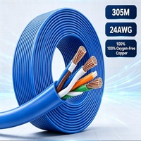 Cable de Red UTP de Cobre Multimodo Cat5e Azul, 305m, 100MHz, Apto para Pruebas, para Proyectos de Ingeniería de Infraestructura Informática