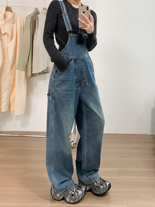 YUANBOFEI Hochwertige Sommer-Wasserdichte Atmungsaktive Modische Weite Latzhose Lose Vintage Cargo-Jeans-Overalls für Damen - Product Image 4