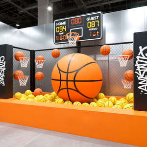 รูปสลักสแตนเลสสำหรับเล่นบาสเก็ตบอลในร่ม/กลางแจ้งสุดสร้างสรรค์30ซม. สำหรับตกแต่งธีมกีฬางานแฮนด์เมดสีส้ม - Product Image 1