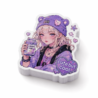 Autocollant personnalisé avec logo de fille anime, couleurs vibrantes, résistant aux UV, découpe numérique, impression manga, autocollants en vinyle PVC imperméables et mignons