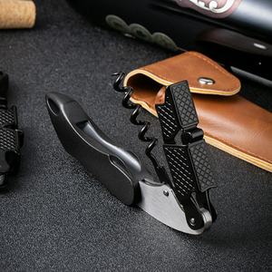 Sacacorchos de camarero de doble bisagra con bolsa de regalo de cuero, abridor de botellas de vino con agarre ergonómico de goma, abridor de botellas de cerveza y cortador de papel de aluminio - Product Image 4