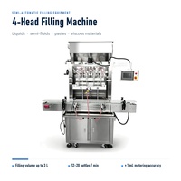 Machine de remplissage de bouteilles en plastique à 4 têtes pour liquides et pâtes, idéale pour détergents, shampoings, cosmétiques, savons liquides, bouteilles en verre, OEM