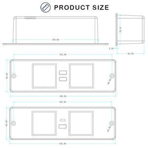Europäische Möbel Einbau 1,8 m 3*1,5mm Steckdosen leiste 2 * EU-Steckdose mit 1 USB 1 Typ C-Anschlüssen - Product Image 2