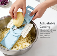 Mandoline professionnelle 4-en-1 avec protège-mains en plastique, invention brevetée, pour découpe de légumes, lames de 1,7 mm (fine), 2,5 mm (moyenne) et 3 mm (large)