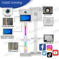 Cabina de Fotos con Pantalla Táctil Espejo de 15.6 Pulgadas, Modelo 2026 |   Espejo Mágico para Bodas |   Compatible con DSLR + Impresión Instantánea + Wi-Fi