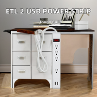 Multiprise blanche 15A avec protection contre les surcharges, interrupteur marche/arrêt, 4 prises, double ports de charge USB, certifiée ETL, pour dortoir
