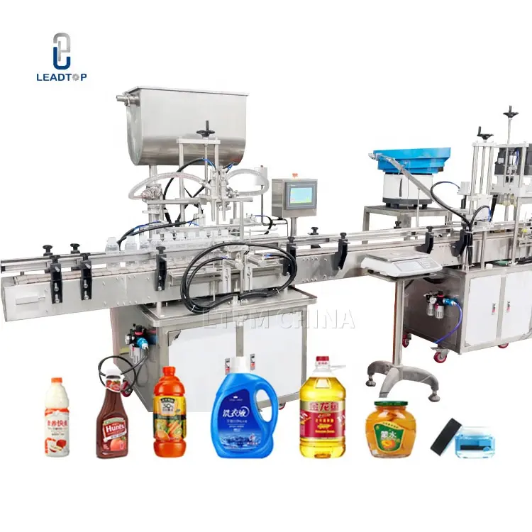 Línea de producción de máquina de llenado y etiquetado de líquidos de botellas de aceite de oliva para vino