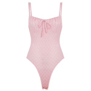 Mode estivale Y2K, combinaison moulante sexy rose à lacets en forme de cœur pour femmes, coupe ajustée, design push-up, vente en gros - Product Image 6