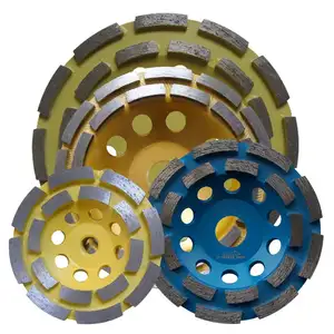 Yüksek verimli 4inch-7inch çift sıralı elmas taş ve beton taşlama kupası tekerlek disk