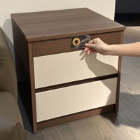 Table de chevet en bois avec compartiment caché, table de chevet à 2 tiroirs avec serrure à carte NFC, armoire latérale pour salon et chambre à coucher