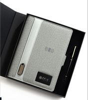 Carnet organisateur/agenda A5 personnalisé avec recharge sans fil, impression sérigraphiée, coffret cadeau d'affaires, couverture rigide en cuir, feuilles mobiles