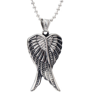 Pendentif Ailes d'Ange en Acier Inoxydable 304, Bijou Unisexe, Collier à la Mode avec Chaîne - Product Image 1