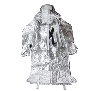 Traje de Protección Contra Incendios de 2 Capas Aluminizado con Chaqueta y Pantalones con Tirantes, Guantes y Cubierta para Bomberos de la Industria del Acero/Metal - Product Image 1