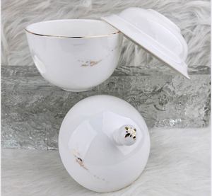 Cazuela de Porcelana Fina de Calidad de Restaurante, con Elegante Estampado Floral y Borde Dorado Pulido, Tazón Individual para Cocinar al Vapor con Tapa - Product Image 4