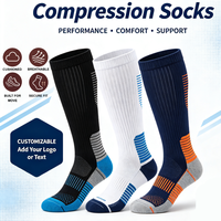 Chaussettes de compression athlétiques pour hommes, chaussettes en coton mi-hautes pour la course à pied, le cyclisme, l'entraînement, chaussettes respirantes personnalisées