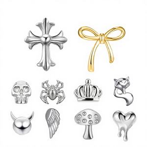 Pendiente de Oreja Pequeño de Aleación de Titanio F136, Diseño Ala de Zorro y Corazón de Paloma, <span class=keywords><strong>Piercing</strong></span> Unisex para Labio y Hélix, Joyería al por Mayor, Regalo - Product Image 1