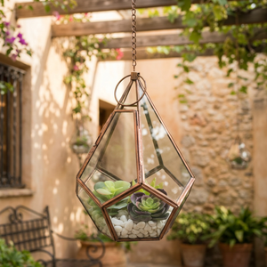 Wholesale Rose <b>Gold</b> Metal Framed Glass Terrarium for Home and Garden Hanging and Tabletop Decoration - Product Image 1
