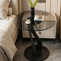 Table d'appoint de style italien pour petit appartement, table d'angle en verre trempé, table basse ronde simple pour salon ou balcon