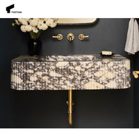Lavabo mural en marbre naturel Calacatta Viola blanc Tostone pour salle de bain moderne, villa, hôtel, intérieur, meuble-lavabo