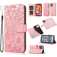 Étui portefeuille en cuir à rabat floral pour iPhone 17 Air 16E 16 Pro 15 14 Plus 13 Pro Max 12 11 XR XS Max 6 7 8