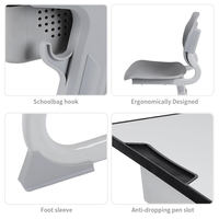 Chaise de bureau individuelle moderne à hauteur réglable avec tiroir et panneau métallique émaillé pour appartement, salle de classe, école – Vente en gros