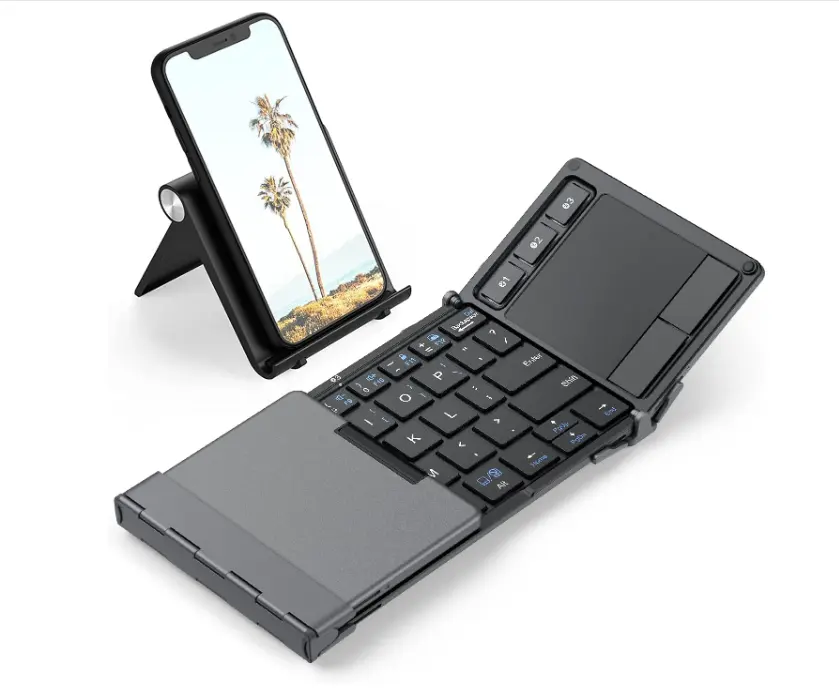 IClever BK08 iPad용 스탠드 홀더가 있는 터치패드 접이식 키보드가 있는 휴대용 BT 키보드, iPhone, 스마트폰 노트북 태블릿