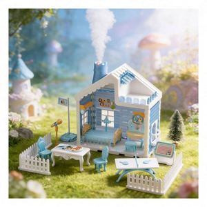Kit de Casas de Plástico Personalizadas con Muebles en Miniatura, Ventanas, Puertas, Luces, Regalo Creativo para Niños, Adultos y Coleccionistas - Product Image 1
