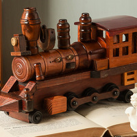 Set Kereta Kayu Vintage Eropa yang Laris Manis. Dekorasi Rumah Kreatif Model Kereta Api untuk Meja. Kerajinan Kayu.
