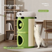 Arbre à chat double couche intégré avec maison et seau en sisal, gain de place, idéal pour l'hiver, pour usage domestique, jouets pour animaux de compagnie