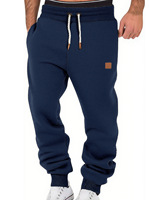 Pantalon gris pour homme avec cordon de serrage, chevilles côtelées, taille côtelée, empiècement marron et pointes contrastantes, pour la gym, l'entraînement, les loisirs et le quotidien
