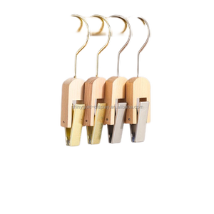 Benutzer definierte Logo Haar verlängerung Kleiderbügel Einzel clip mit Metall haken Schal Hut Kleiderbügel Einfache Holz Single Clip Kleiderbügel für Kleidung - Product Image 6