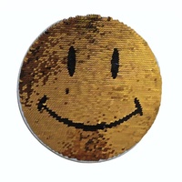 Patch en chenille brodé avec paillettes, fait sur mesure, grand motif de cœur aimant souriant, patch en chenille rose avec paillettes