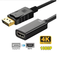 Convertisseur DP vers HDMI plaqué or Mindpure 4K*2K, Plug and Play, adaptateur mâle-femelle pour la transmission vidéo, projecteur, moniteur