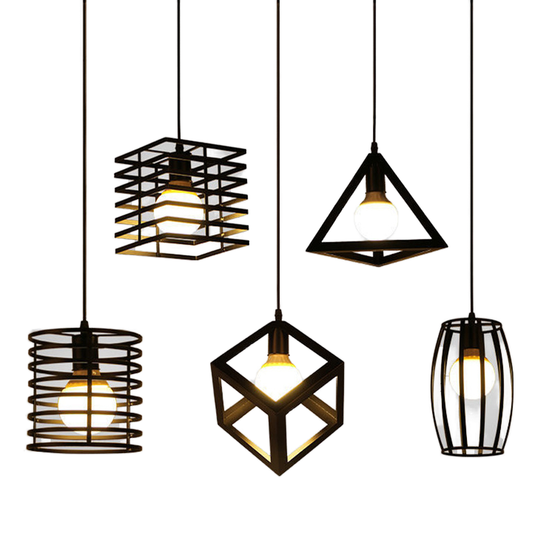 Modern Iron Flush Mount Ceiling Lamp Small Pendant Lighting Fixture for Kitchen Black 2700K Warm White 110 Chandelier Light