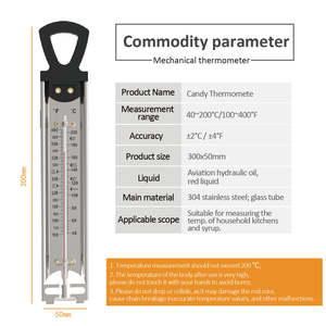 Thermomètre à bonbons en acier inoxydable avec pince pour casserole, idéal pour le sirop de <span class=keywords><strong>sucre</strong></span>, la <span class=keywords><strong>confiture</strong></span> et la cuisson - Product Image 2