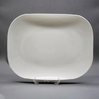 Assiettes plates en verre opale résistantes à la chaleur BLKP110, décor noir et blanc, en verre opale, ensembles d'assiettes carrées pour dîner