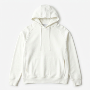 Sweat-shirt à capuche unisexe blanc à manches longues, couleur unie, décontracté, en coton respirant, poids moyen, pour l'automne - Product Image 1