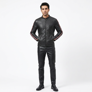 Veste universitaire en cuir véritable pour homme, tissu en toile respirant, options de logo personnalisé, style streetwear, vêtements décontractés pour l'extérieur - Product Image 1