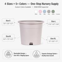 Jardinières de balcon rondes légères en plastique traité anti-UV pour la culture de fleurs, pour balustrade, terrasse, appartement, 15-18 cm avec plateau à crochet