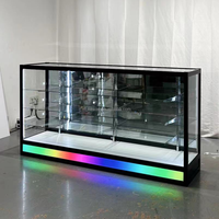 Keway RGB LED Display-Vitrine Schwarzer Glas-Thekenschrank mit 3 Regalen