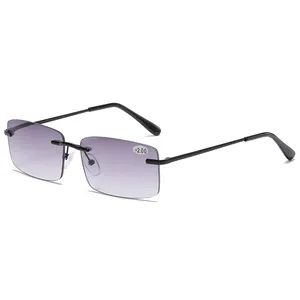 نظارة قراءة شمسية Piolet عالية الجودة بدون إطار مزودة بمصمم معدني نظارة شمسية للرجال والنساء
