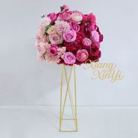 Grande boule de fleurs artificielles en tissu, rose et pivoine, haut de gamme, pour centre de table transfrontalier, décoration de mariage