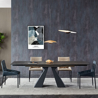 Ensemble de table à manger de style européen simple et luxueux de Foshan, table rectangulaire plaquée or avec plateau en marbre